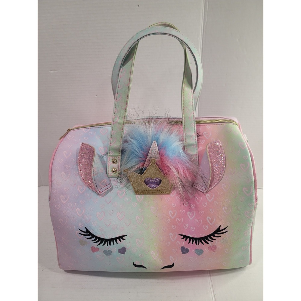Unicorn large bag under one sky pink, care on, luggage, purse, princess bag
